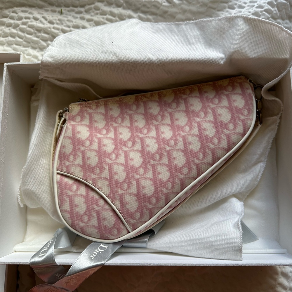 Christian Dior Mini Vintage Saddle Bag. Pink. Never used.